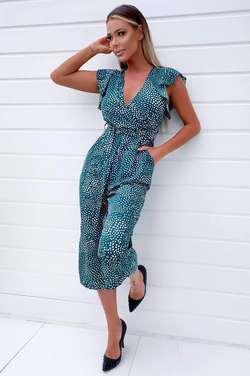 Green Spotted Belted Wrap Jumpsuit sold by AX Paris product image thumbnail 3