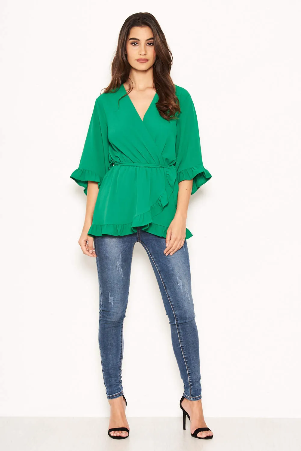 Green Wrap Frill Top sold by AX Paris product image thumbnail 3