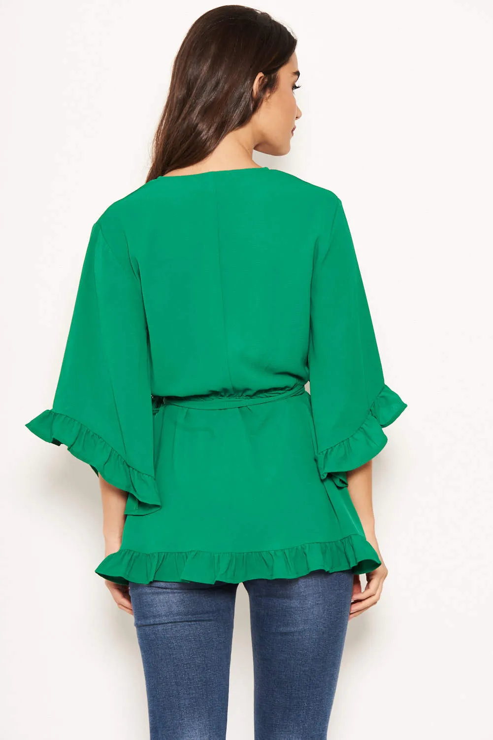 Green Wrap Frill Top sold by AX Paris product image thumbnail 4