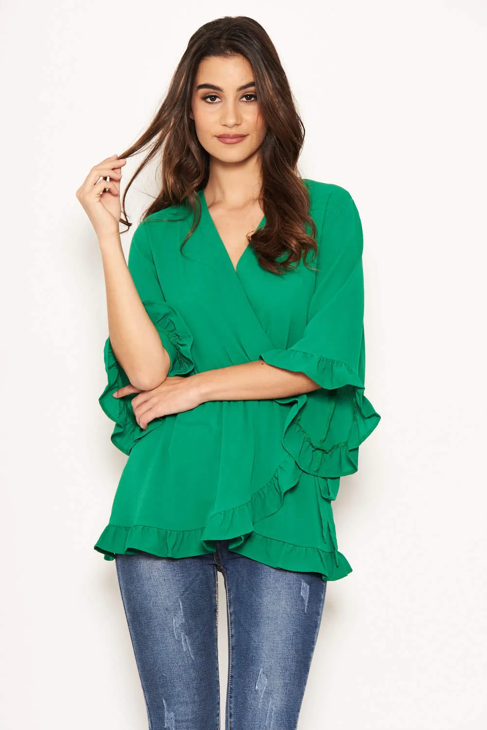 Green Wrap Frill Top sold by AX Paris product image thumbnail 5
