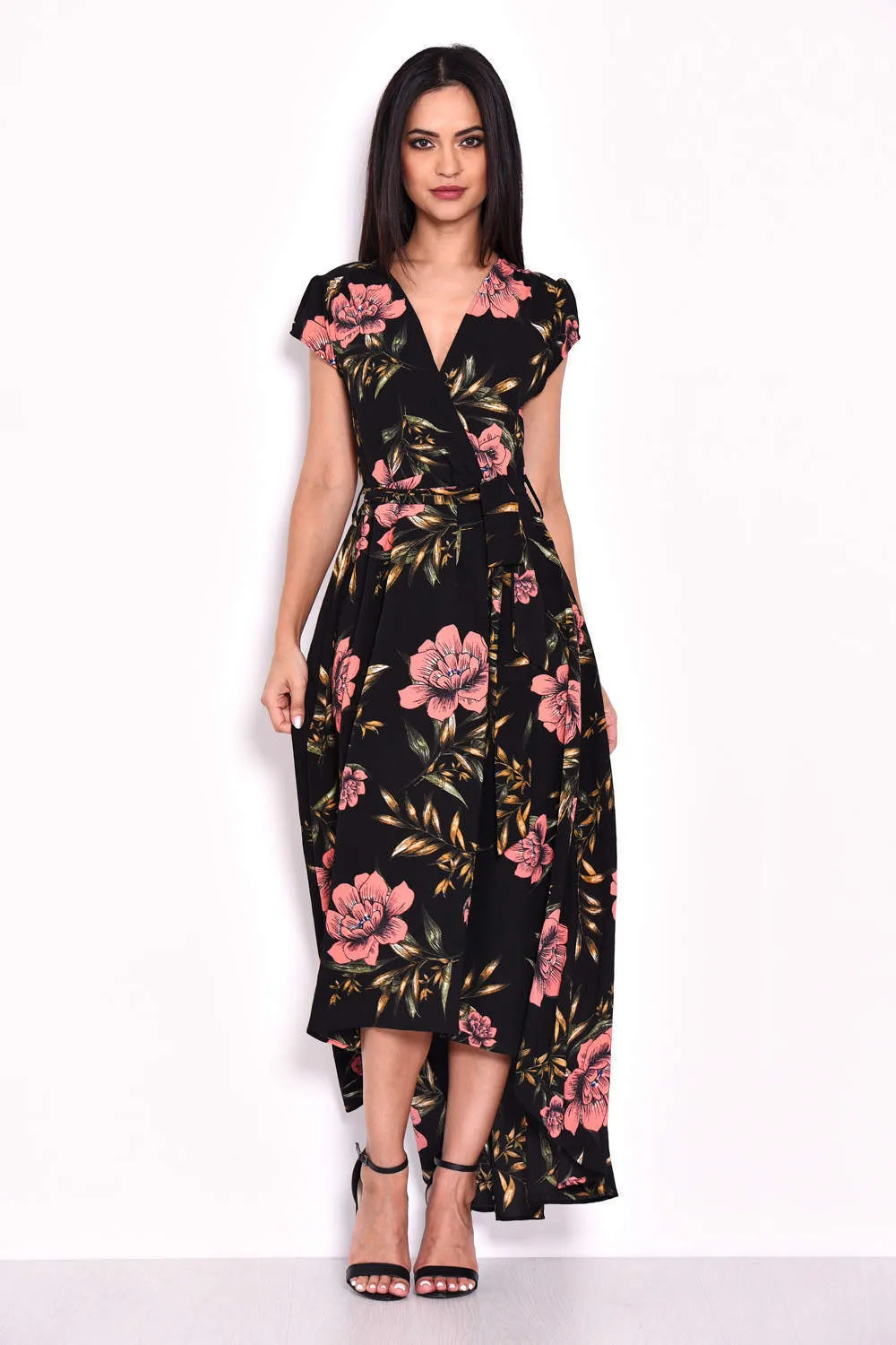 Black Floral Maxi Wrap Dress sold by AX Paris product image thumbnail 4