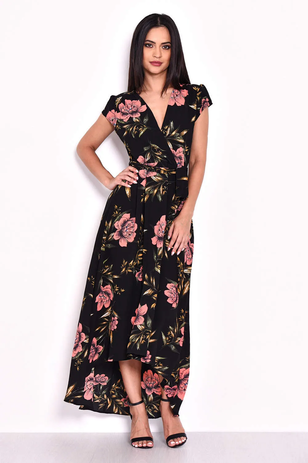 Black Floral Maxi Wrap Dress sold by AX Paris product image thumbnail 2