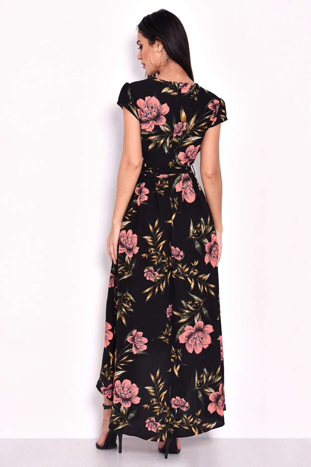 Black Floral Maxi Wrap Dress sold by AX Paris product image thumbnail 3