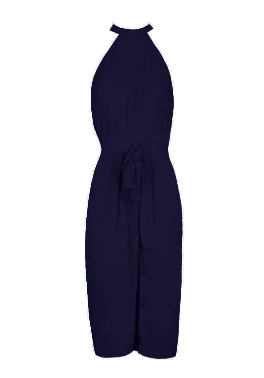 Navy Wrap Skirt Cut In Neck Dress sold by AX Paris product image thumbnail 4