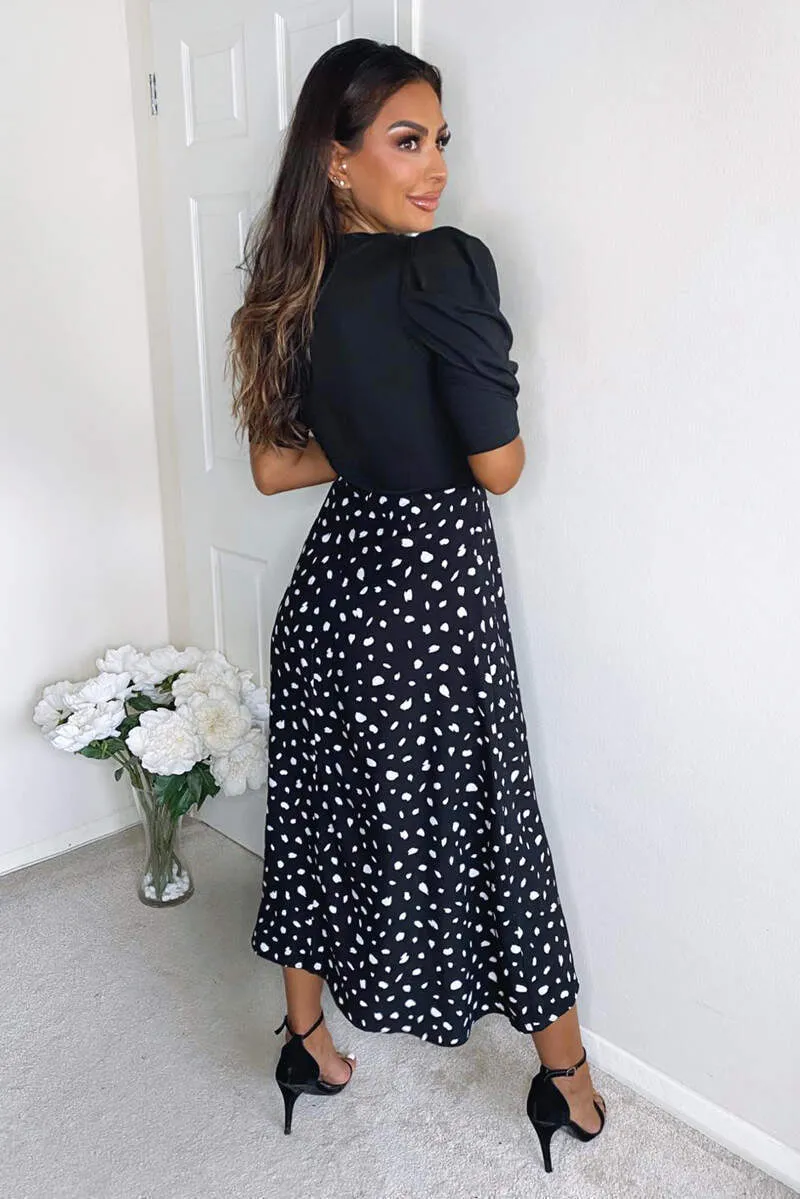 Black 2 in 1 Wrap Over Printed Dress sold by AX Paris product image thumbnail 4