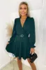 Teal Wrap Over Belted Skater Dress sold by AX Paris