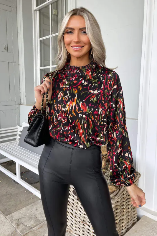 Multi Print High Ruffle Neck Top sold by AX Paris