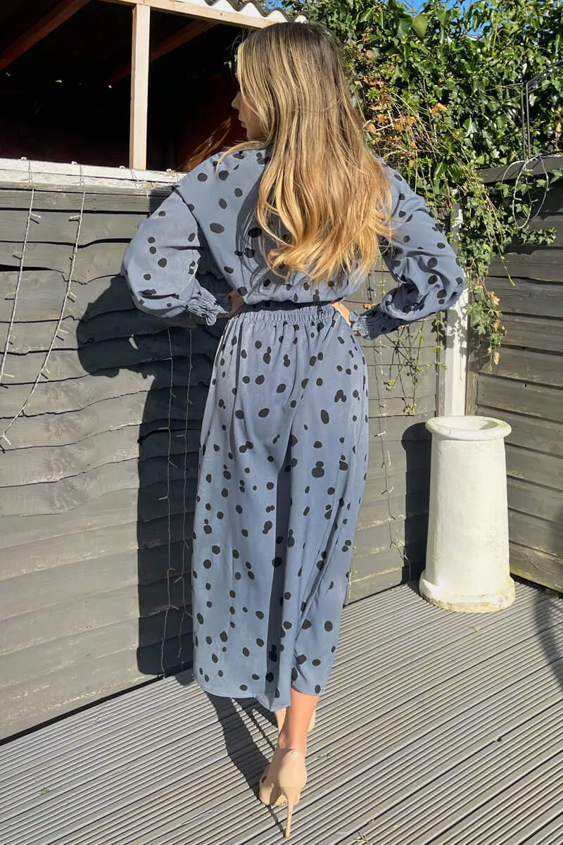 Blue Dot Printed Elasticated Waist Midi Dress sold by AX Paris product image thumbnail 4