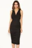 Black Cowl Neck Ruched Side Bodycon Midi Dress sold by AX Paris