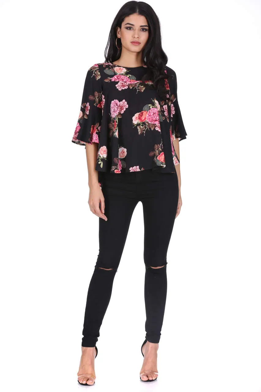 Black Floral Print Blouse sold by AX Paris product image thumbnail 2