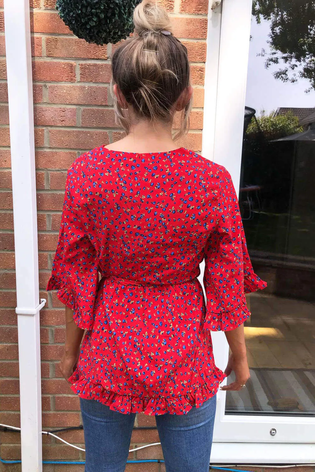 Red Floral Wrap Top sold by AX Paris product image thumbnail 5