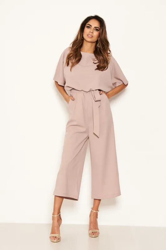 Mushroom Tie Waist Culotte Jumpsuit sold by AX Paris