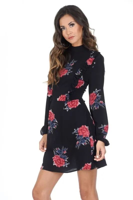 Black Frill Skater Dress sold by AX Paris