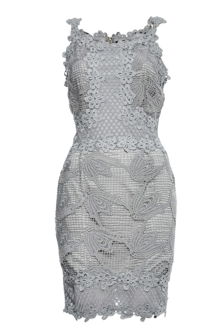 Grey Sleeveless Crochet Dress sold by AX Paris product image thumbnail 2