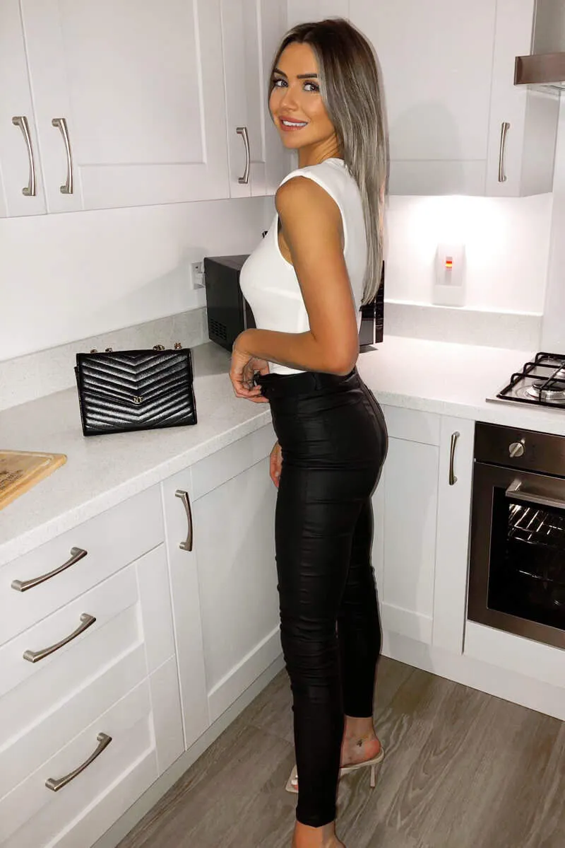 Cream Basic Padded Shoulder Bodysuit sold by AX Paris product image thumbnail 3