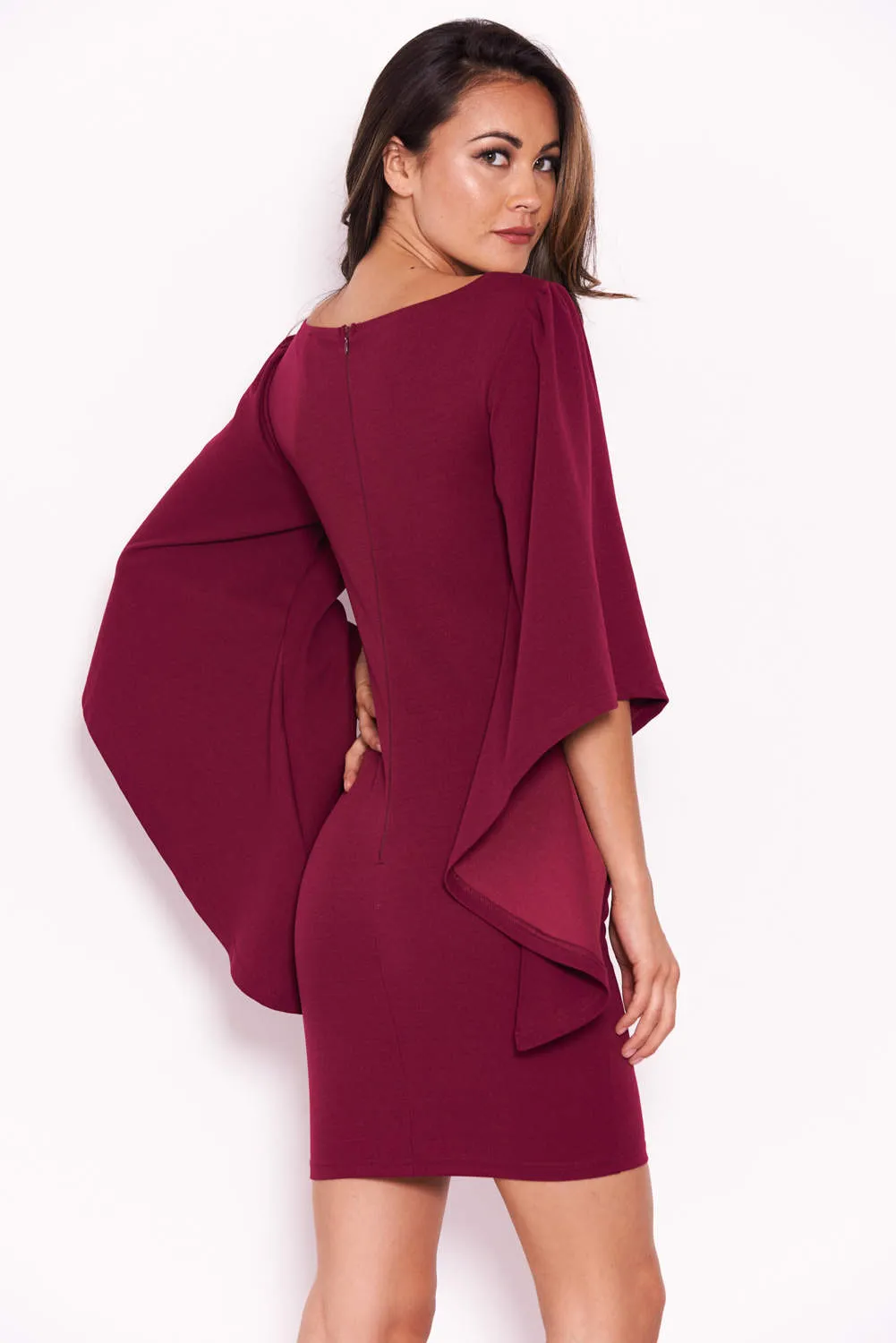 Plum Flare Sleeve Mini Dress sold by AX Paris product image thumbnail 3