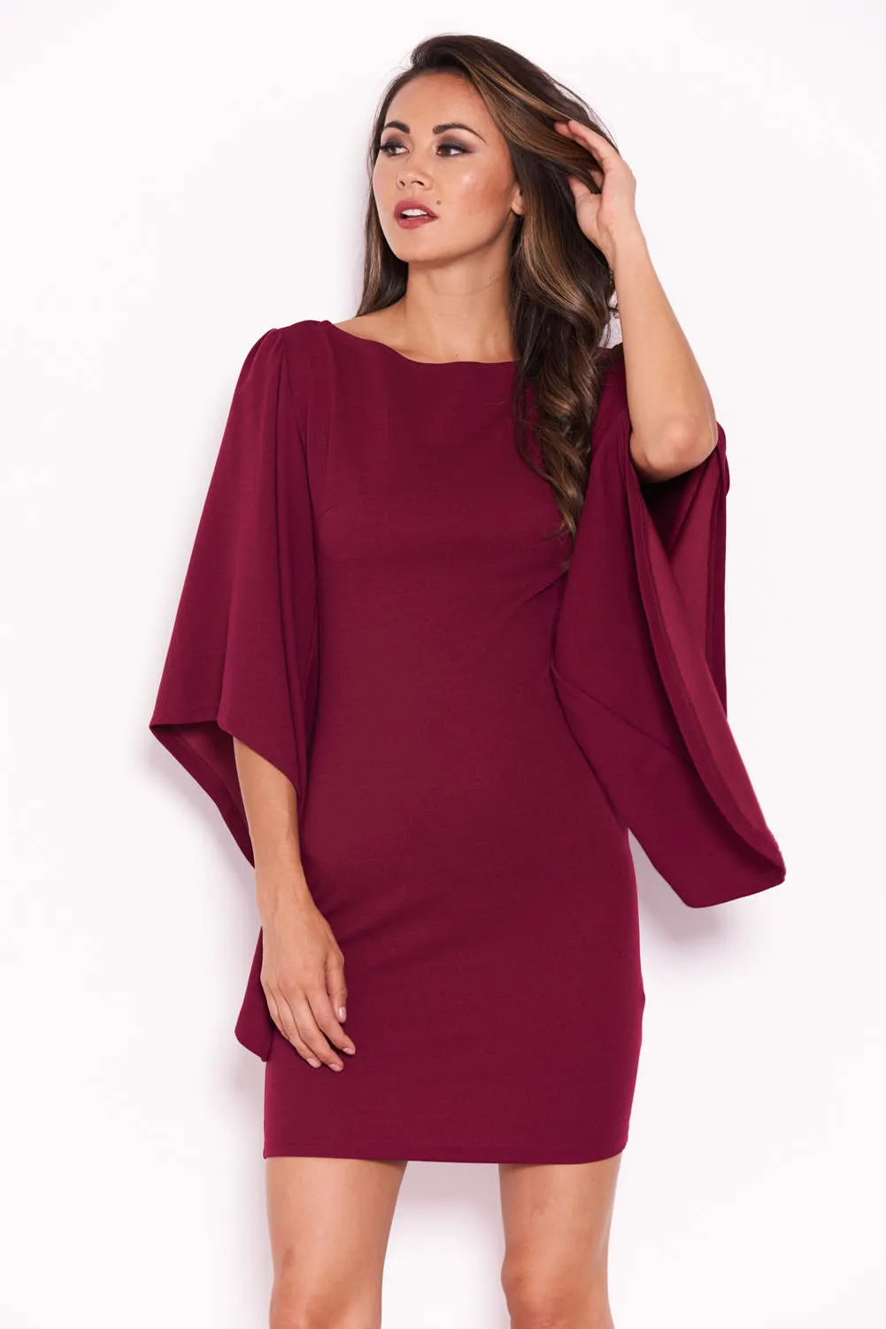Plum Flare Sleeve Mini Dress sold by AX Paris product image thumbnail 4