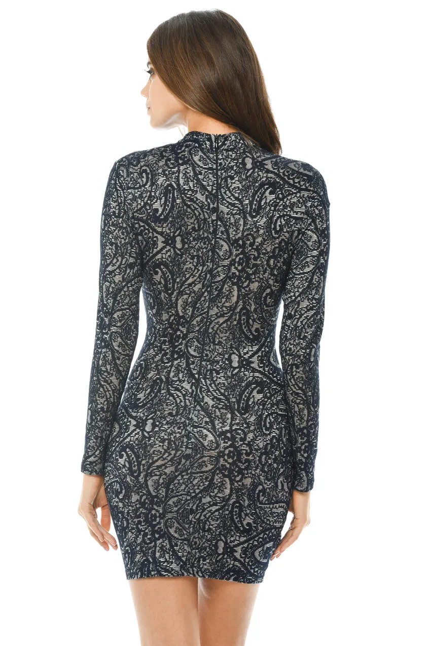 Navy Printed Bodycon Dress sold by AX Paris product image thumbnail 3