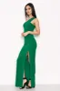 Green Asymmetric Thigh Split Maxi Dress sold by AX Paris