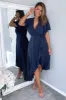 Navy Wrap Over Top Frill Hem Midi Dress sold by AX Paris