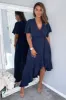 Navy Wrap Over Top Frill Hem Midi Dress sold by AX Paris