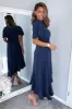 Navy Wrap Over Top Frill Hem Midi Dress sold by AX Paris