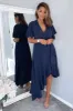 Navy Wrap Over Top Frill Hem Midi Dress sold by AX Paris
