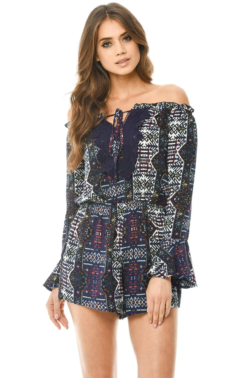 Floral Bell Sleeve Playsuit sold by AX Paris