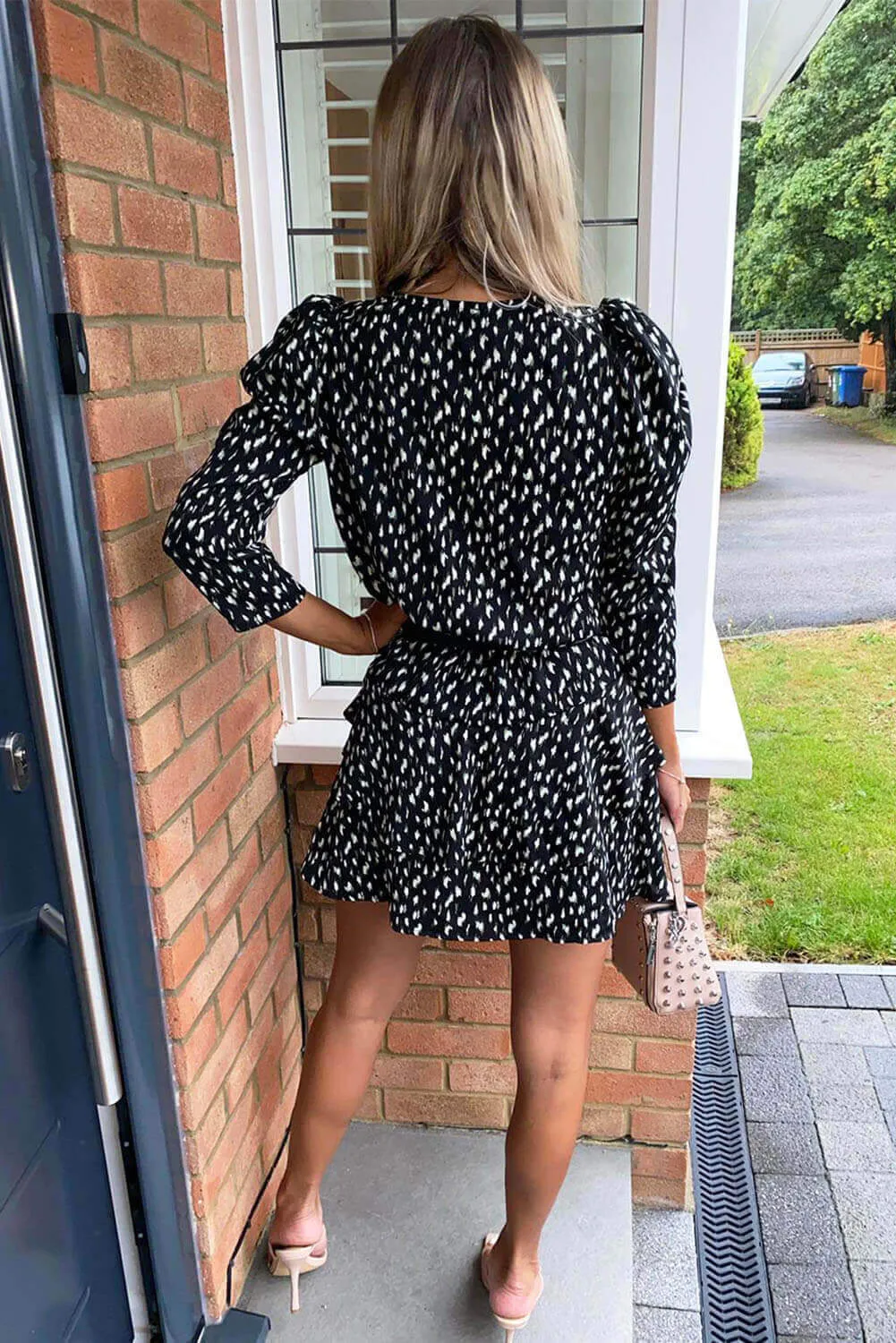 Black Floral Abstract Tiered Mini Dress sold by AX Paris product image thumbnail 4