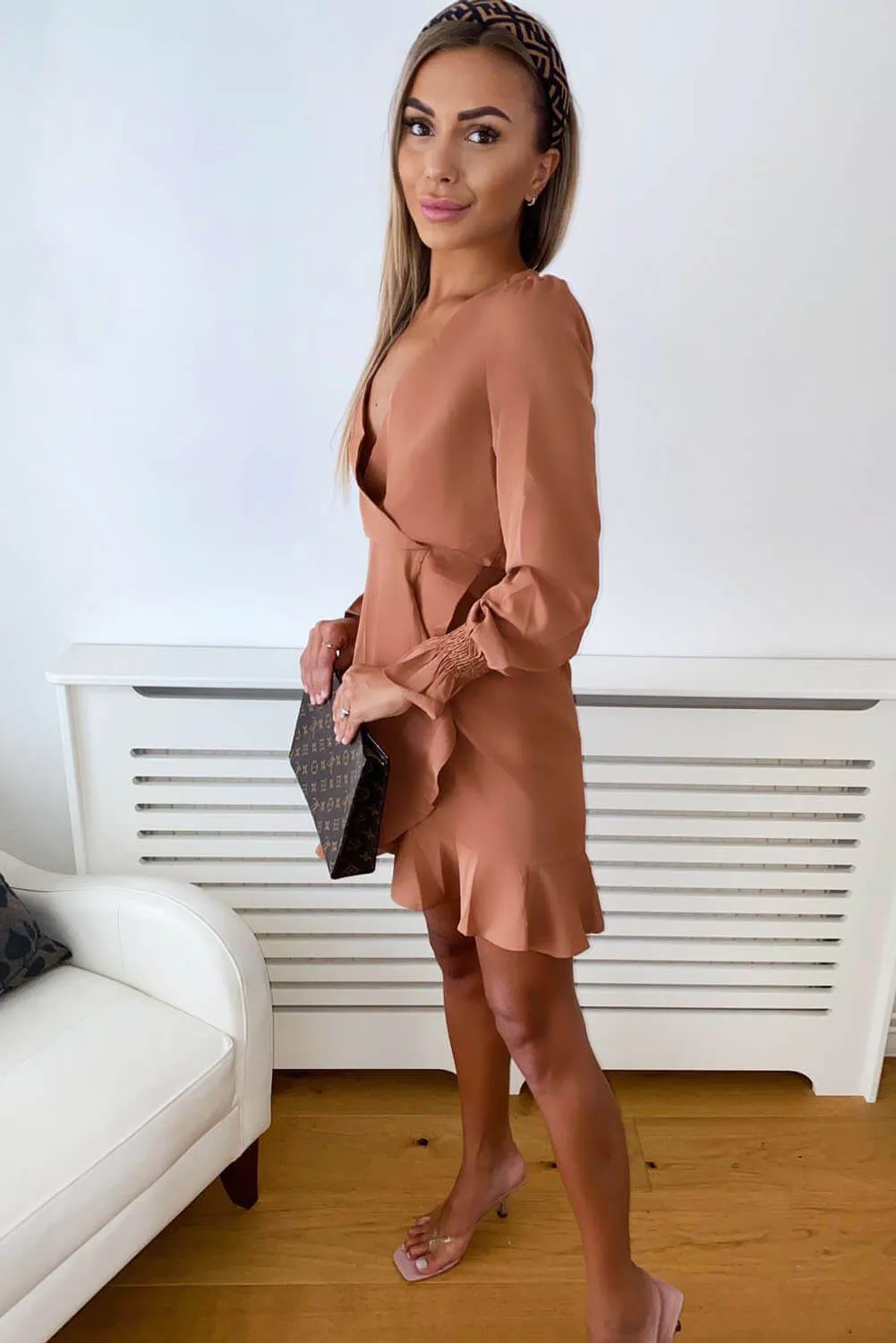 Camel Wrap Frill Hem Dress sold by AX Paris product image thumbnail 3