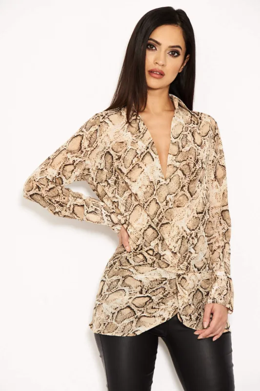 Snake Print Chiffon Top sold by AX Paris