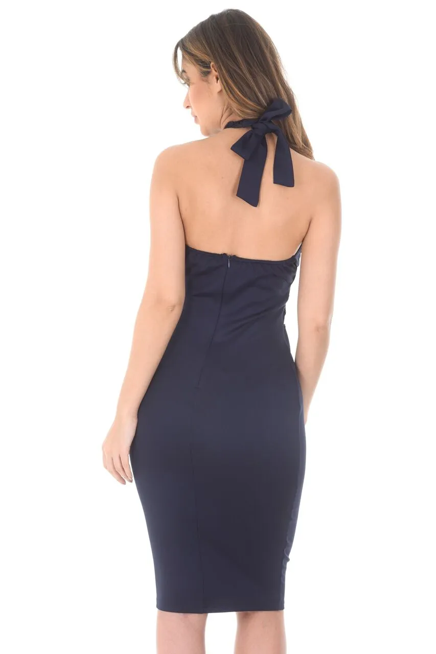 Navy Crochet Top Bodycon Midi Dress sold by AX Paris product image thumbnail 3