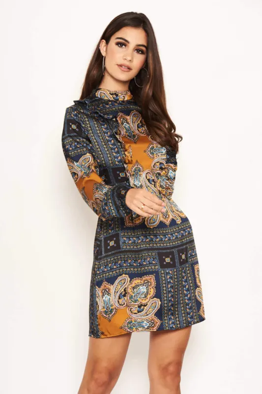Paisley High Neck Shift Dress sold by AX Paris