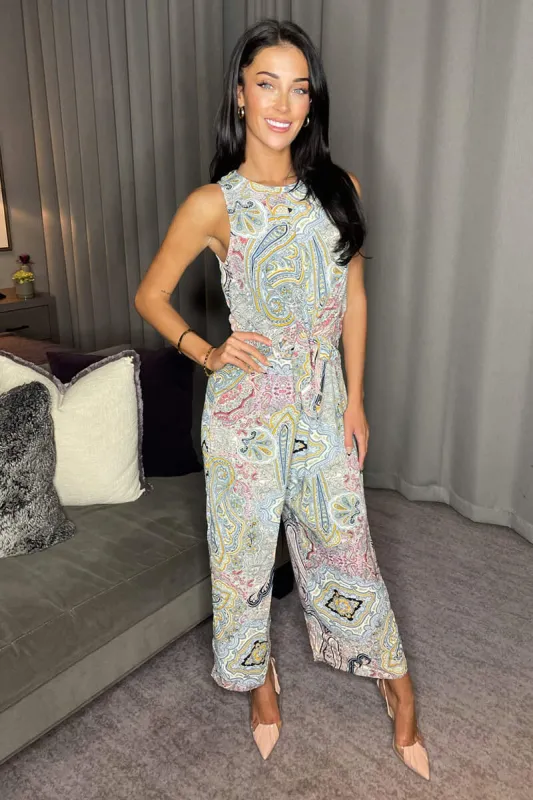 Multi Printed Sleeveless Knot Front Jumpsuit sold by AX Paris