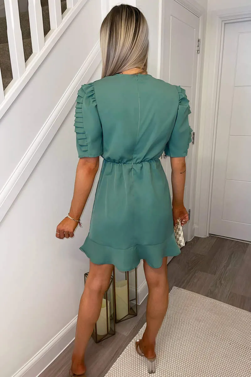 Duck Egg Pleated Sleeve Skater Dress sold by AX Paris product image thumbnail 4