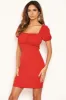 Red Square Neck Ruched Bodycon Mini Dress sold by AX Paris
