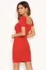 Red Square Neck Ruched Bodycon Mini Dress sold by AX Paris