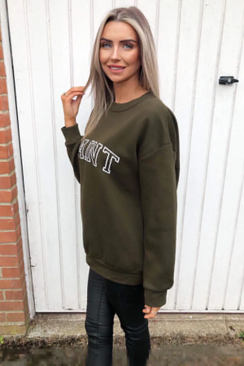 Khaki Saint Sweatshirt sold by AX Paris product image thumbnail 4