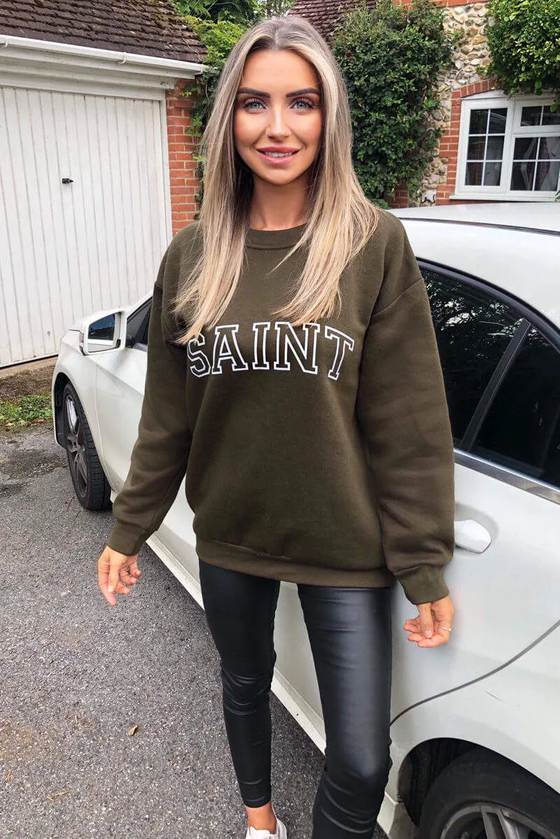 Khaki Saint Sweatshirt sold by AX Paris product image thumbnail 2
