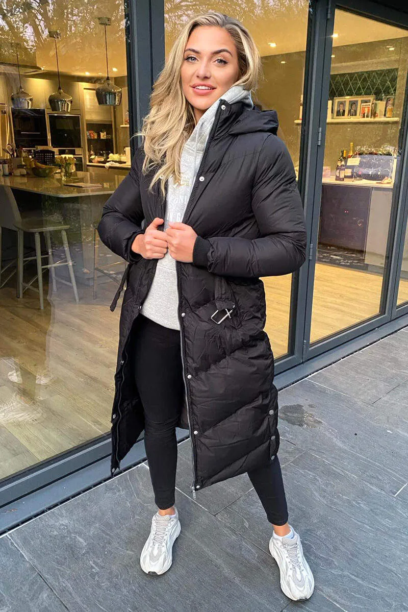 Black Belted Long Puffer Coat sold by AX Paris product image thumbnail 5