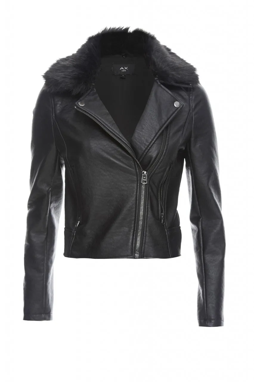 Cropped Faux Leather and Fur Jacket sold by AX Paris product image thumbnail 5