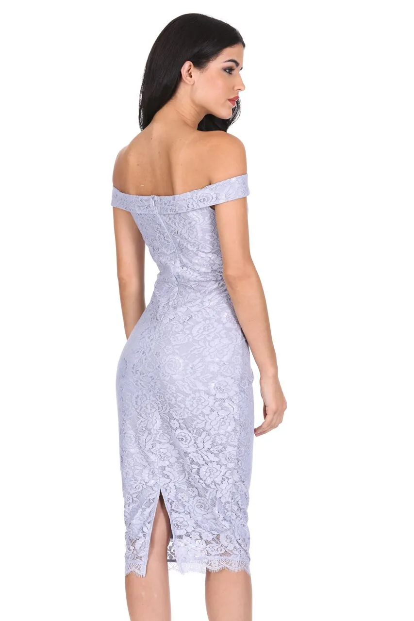 Silver Lace Bardot Midi Dress sold by AX Paris product image thumbnail 3