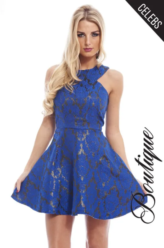 Jacquard Metallic Kick Out Skater Dress sold by AX Paris