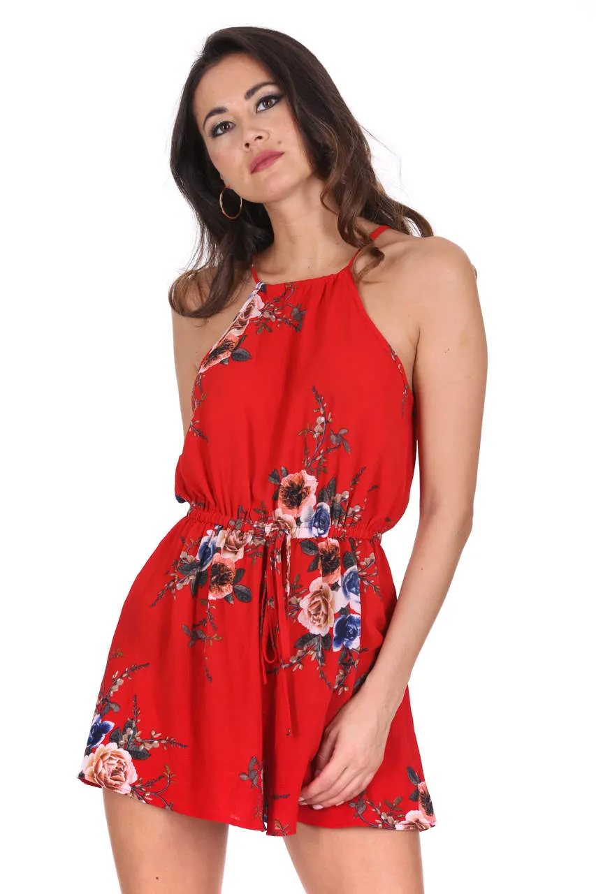 Red Floral High Neck Playsuit sold by AX Paris product image thumbnail 4