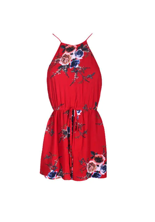 Red Floral High Neck Playsuit sold by AX Paris product image thumbnail 5
