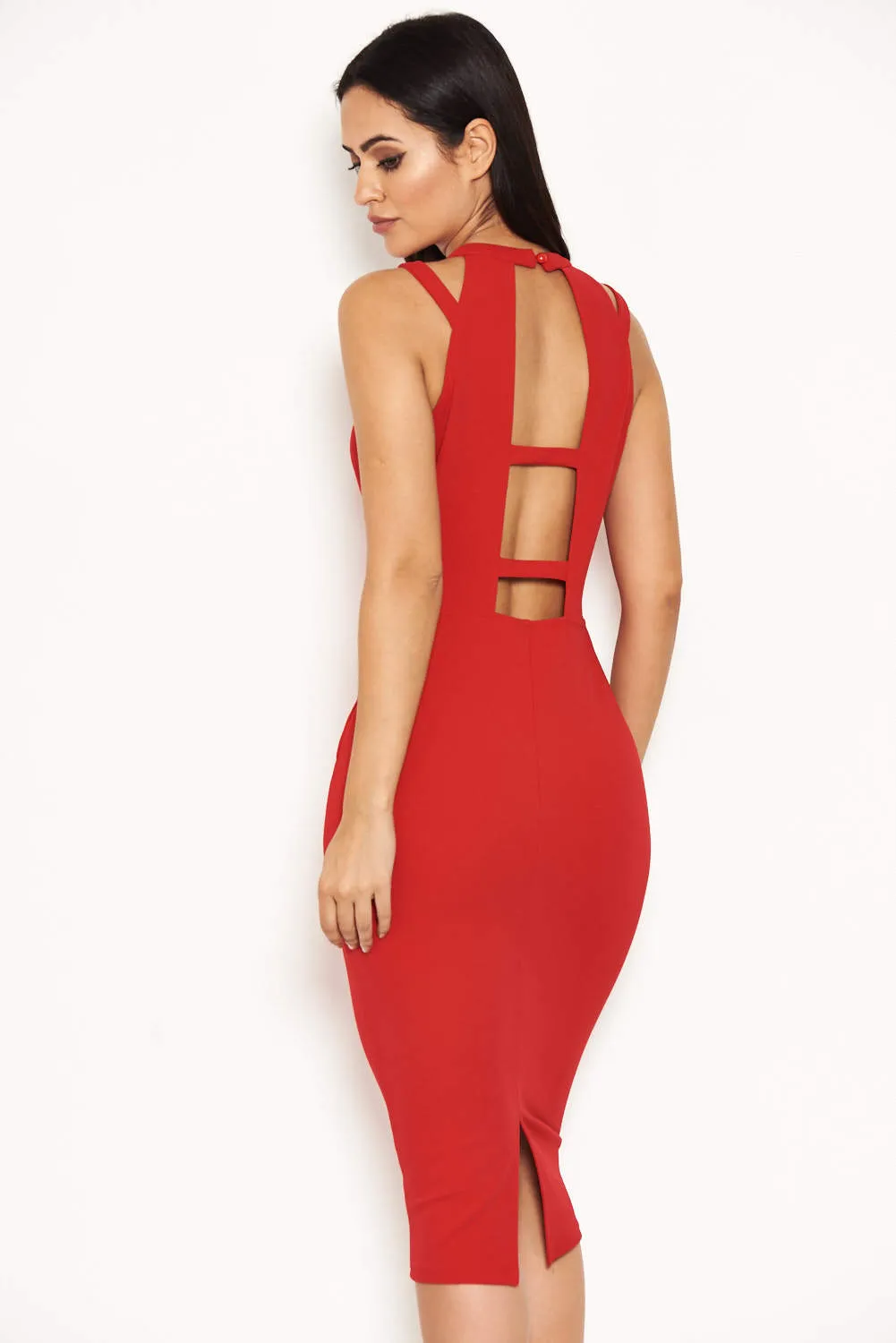 Red Double Strap Midi Dress sold by AX Paris product image thumbnail 3