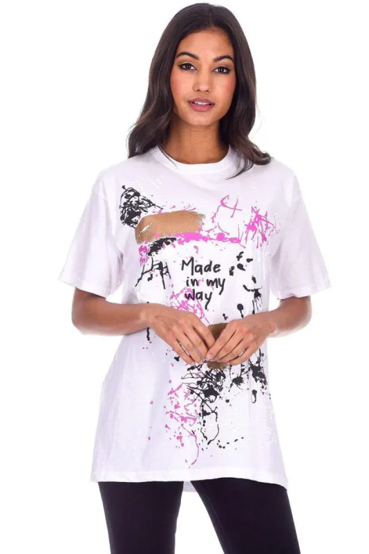 White Splash T-Shirt sold by AX Paris