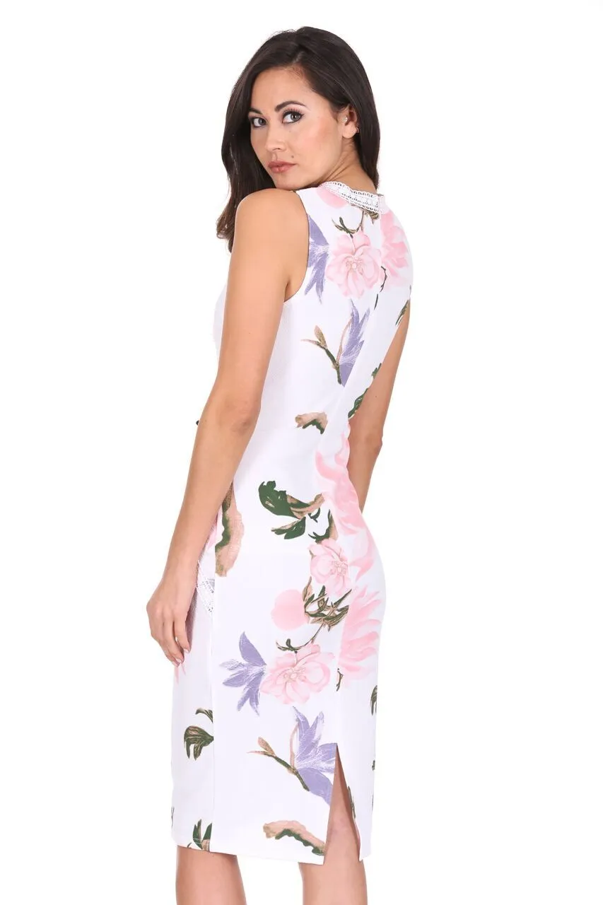 Cream Floral Crochet Detail Midi Dress sold by AX Paris product image thumbnail 3