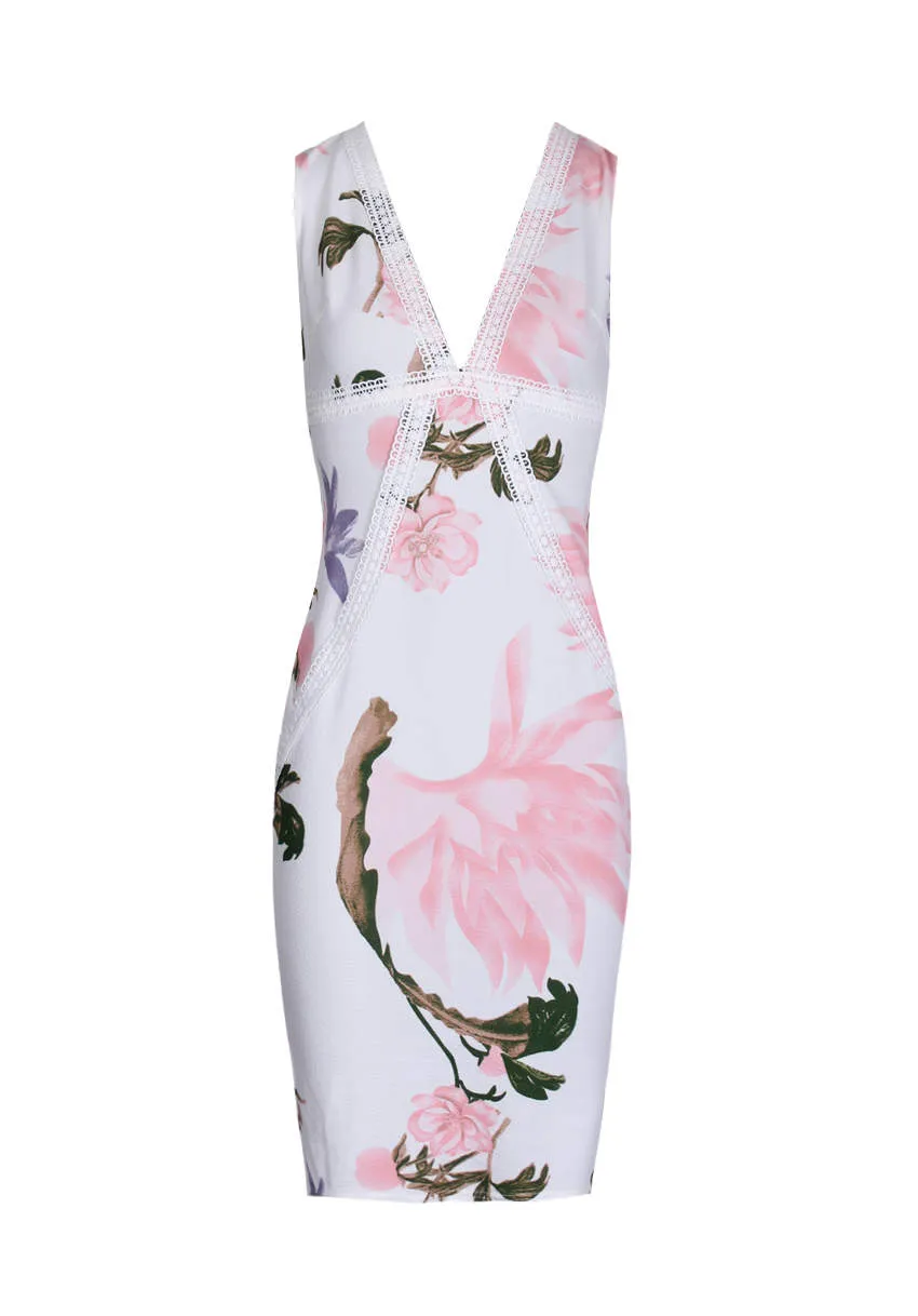 Cream Floral Crochet Detail Midi Dress sold by AX Paris product image thumbnail 4