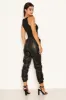 Black Faux Leather Joggers sold by AX Paris